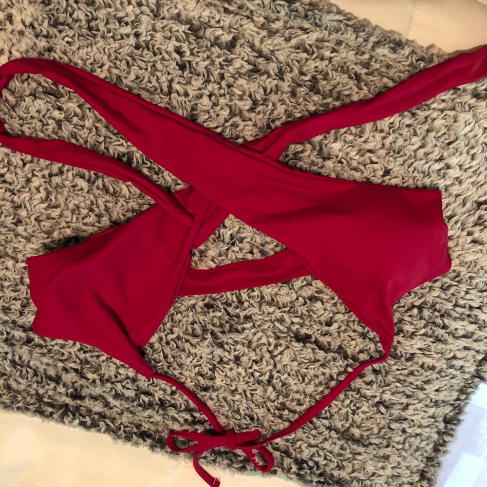 Halter bathing suit top size large.
